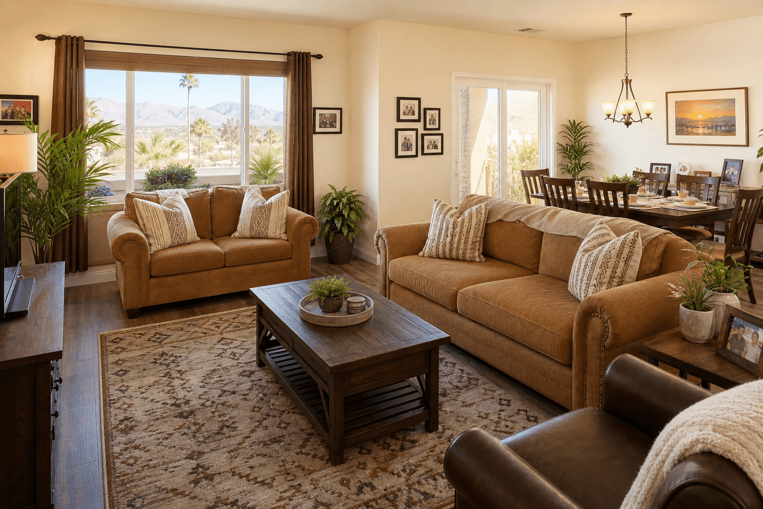 Illustrative image of a warm, home-like residential living room with comfortable seating and natural light